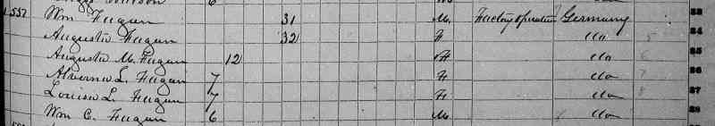 Friedrich Wilhelm ("William") Feige - 1855 Census Pittsfield, Massachusetts