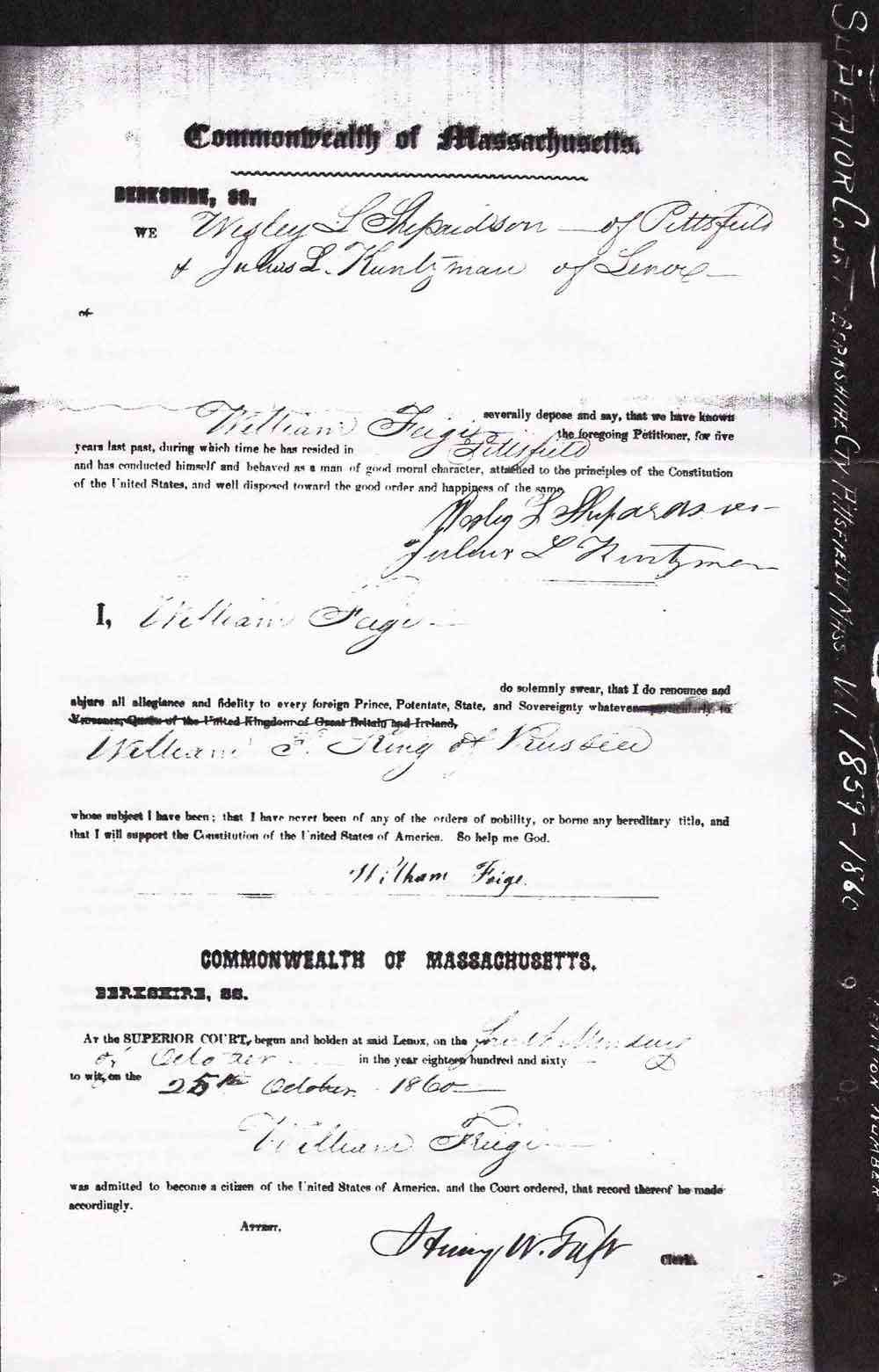 Friedrich Wilhelm ("William") Feige - Naturalization - Page 2