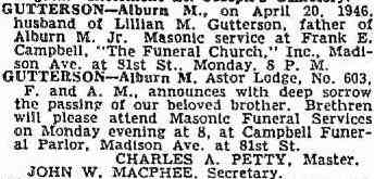 Alburn Morton Gutterson - The New York Times
New York, New York
April 21, 1946