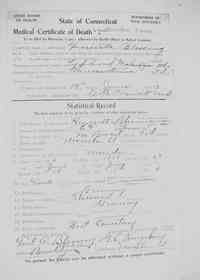 Caroline Henrietta THEUNERT - Death Certificate Meriden City Hall, Meriden, CT