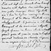 Marie-Elisabeth-Isabelle BOUSQUET - 1761 Baptism. Saint-Denis, Saint-Hyacinthe, Québec