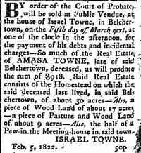 Israel TOWNE - February 20, 1822