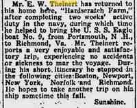 William Erdman "Edward W" THEINERT - The Daily Star Fredericksburg, VA May 4, 1921