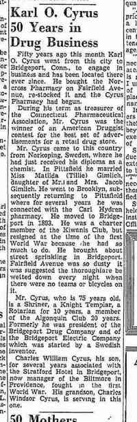 Matlida "Tillie" Louise GIMLICH - 29 May 1943 Article.