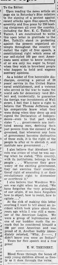 William Erdman "Edward W" THEINERT - Arizona Daily Star, Tucson, Arizona June 4, 1935