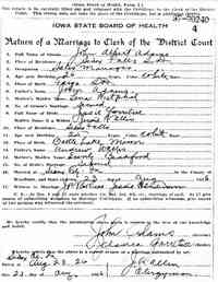 John Albert ADAMS - 1926 marriage