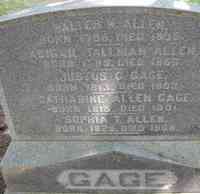 Abigail TALLMAN - Grave Allen Walter W. d. 1863 b. 1786 Abigail Tallman d. 1863 b. 1785 Sophia Tallman d. Apr.10, 1906 b. 1825