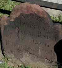 Sarah ALLING - Grave  In Memory of Sarah Relict of Mr. David Punderson who died Novr 27th A.D. aged 75 Years 1761.