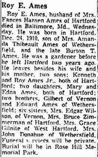Roy Eugene AMES - The Hartford Courant Hartford, Connecticut July 17, 1954