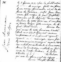 Jean Baptiste ARSENAULT (ARCENAULT) (ARSENEAU) - 1831 marriage