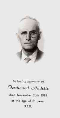 Ferdinand AUDETTE - Funeral card