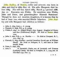 John AUDLEY - Title Publications of the Rhode Island Historical Society, Volume 2 Publisher The Society, 1894 Original from the University of Michigan Digitized