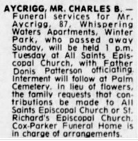 Charles Benjamin AYCRIGG - Funeral