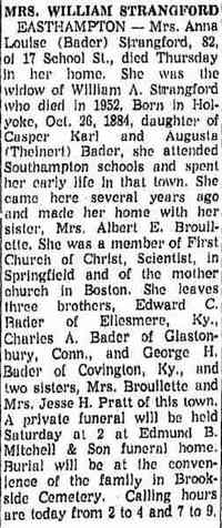 Anna Louise BADER - The Springfield Union Springfield, Massachusetts Friday, January 13, 1967