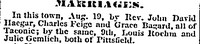 Grace Frances BAGARD - 1873 marriage  Published Wednesday, September 17, 1873