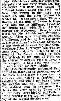 William W BAKER - Worcester Daily Spy, Worcester, Massachusetts 23 Feb 1896