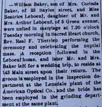 Beatrice Evelyn LEBOEUF - 1923 marriage