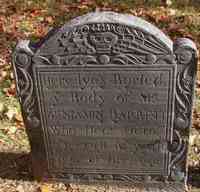 Benjamin BARRETT - Grave Inscription: Here lyes Buried ye Body of Mr. BENJAMIN BARRETT Who Decd. Octobr. 25th, 1728 in ye 48th Year of His Age