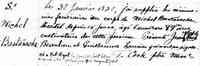 Michel BASTARACHE dit BASQUE - 1820 Death Tracadie