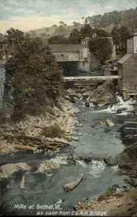 Bethel, Vermont, USA - Mills at Bethel, Vt. as seen from C.V.R.R. Bridge