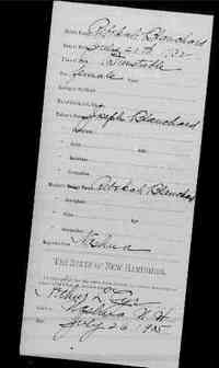 Rebecca BLANCHARD - Birth Record - NEW HAMPSHIRE BIRTH RECORDS, EARLY TO 1900
