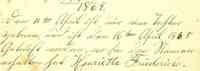 Henrietta Friederika BLESSING - Birth and Baptism from Family Bible
