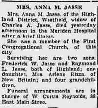 Anna Caroline Margaret BLESSING - Meriden Record Meriden, Connecticut Saturday Morning, December 28, 1946