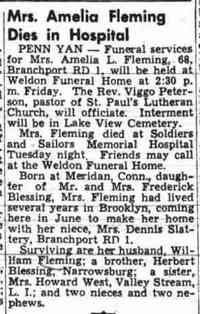 Amelia Louise BLESSING - Geneva Daily Times Geneva, New York July 21, 1954