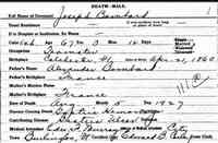 Joseph BOMBARD - Vermont State Archives and Records Administration; Montpelier, Vermont; Vermont Death Records, 1909-2008