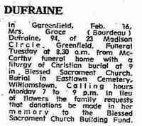Grace BOURDEAU - Obituary