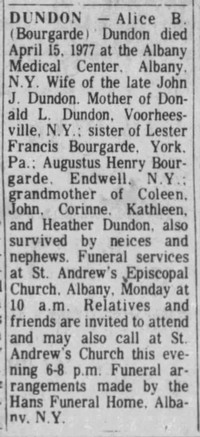 Alice Katharine BOURGARDE - Obituary