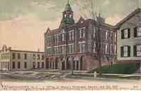 Brockport, New York, USA - Office of Moore's Newspaper Agency, and City Hall