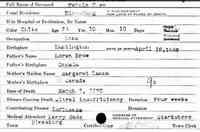 Marie Mahala BROWE (BREAULT) - Vermont State Archives and Records Administration; Montpelier, Vermont; Vermont Death Records, 1909-2008