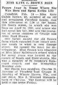 Charles Benjamin AYCRIGG - 1931 Death of the aunt he lived with before marriage The Springfield Daily Republican Springfield, Massachusetts Wednesday, February 25, 1931