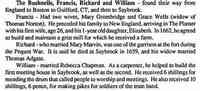Richard BUSHNELL - THE CONNECTICUT NUTMEGGER. GLASTONBURY, CT: CONNECTICUT SOCIETY OF GENEALOGISTS, 1970-. (ONLINE DATABASE. NEWENGLANDANCESTORS.ORG. NEW ENGLAND HIS