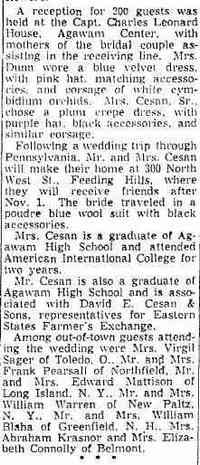 John Samuel CESAN - The Springfield Sunday Republican Springfield, Massachusetts October 25, 1953