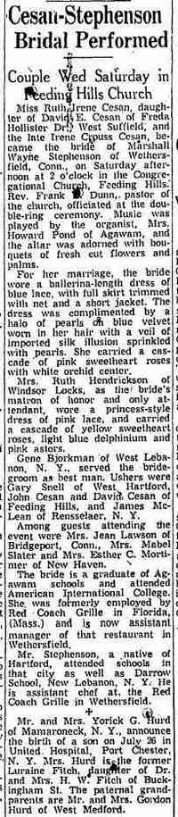 Ruth Irene CESAN - The Springfield Union Springfield, Massachusetts July 30, 1956