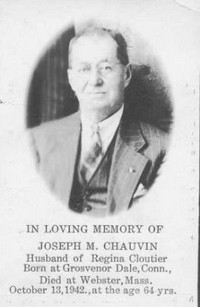 Joseph Magloire CHAUVIN - Funeral Card