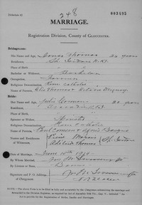 Joseph Jonas THOMAS - 1914 marriage