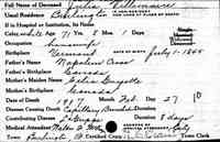 Julia A CROSS - Vermont State Archives and Records Administration; Montpelier, Vermont; Vermont Death Records, 1909-2008