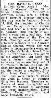 Irene Kathan CROUSS - The Springfield Union Springfield, Massachusetts April 5, 1955
