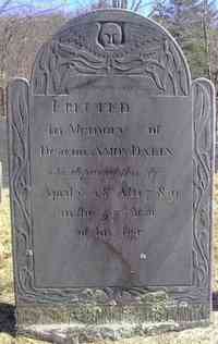 Amos DAKIN - Grave Inscription: — Memento mori — ERECTED In Memory of Deacon AMOS DAKIN who departed this life April ye 28th AD 1789 in the 5