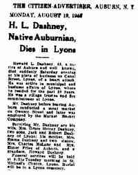 Howard Louis DASHNEY - The Citizen Advertiser Auburn, New York Monday, August 19, 1946