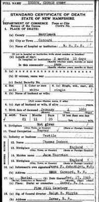 George Henry DODSON - 1946 Death  Name:	George Henry Dodson Gender:	Male Birth Date:	abt 1865 Father:	Thomas Dodson Mother:	Jane Thornton Death Date:	24 Dec 1946 De