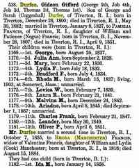 Gideon Gifford DURFEE - Title The descendants of Thomas Durfee of Portsmouth, R.I. Volume 2 of The Descendants of Thomas Durfee of Portsmouth, R.I, William Field Reed Genea