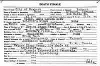 Anna Martha DUSO - Vermont State Archives and Records Administration; Montpelier, Vermont; Vermont Death Records, 1909-2008