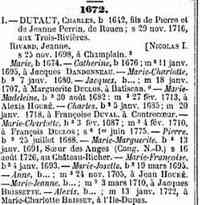 Jacques-Charles DUTEAU dit TOURVILLE - Title Dictionnaire généalogique des familles canadiennes depuis la fondation de la colonie Dictionnaire généalogique des familles canadiennes depuis