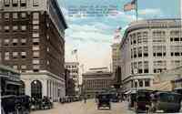 El Paso, Texas, USA - Texas St., El Paso, Texas, looking West. The heart of business section: Two Republics Life Building 