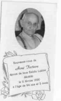 Aime FECTEAU - Funeral card