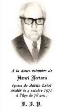 Henri FECTEAU - Funeral card
